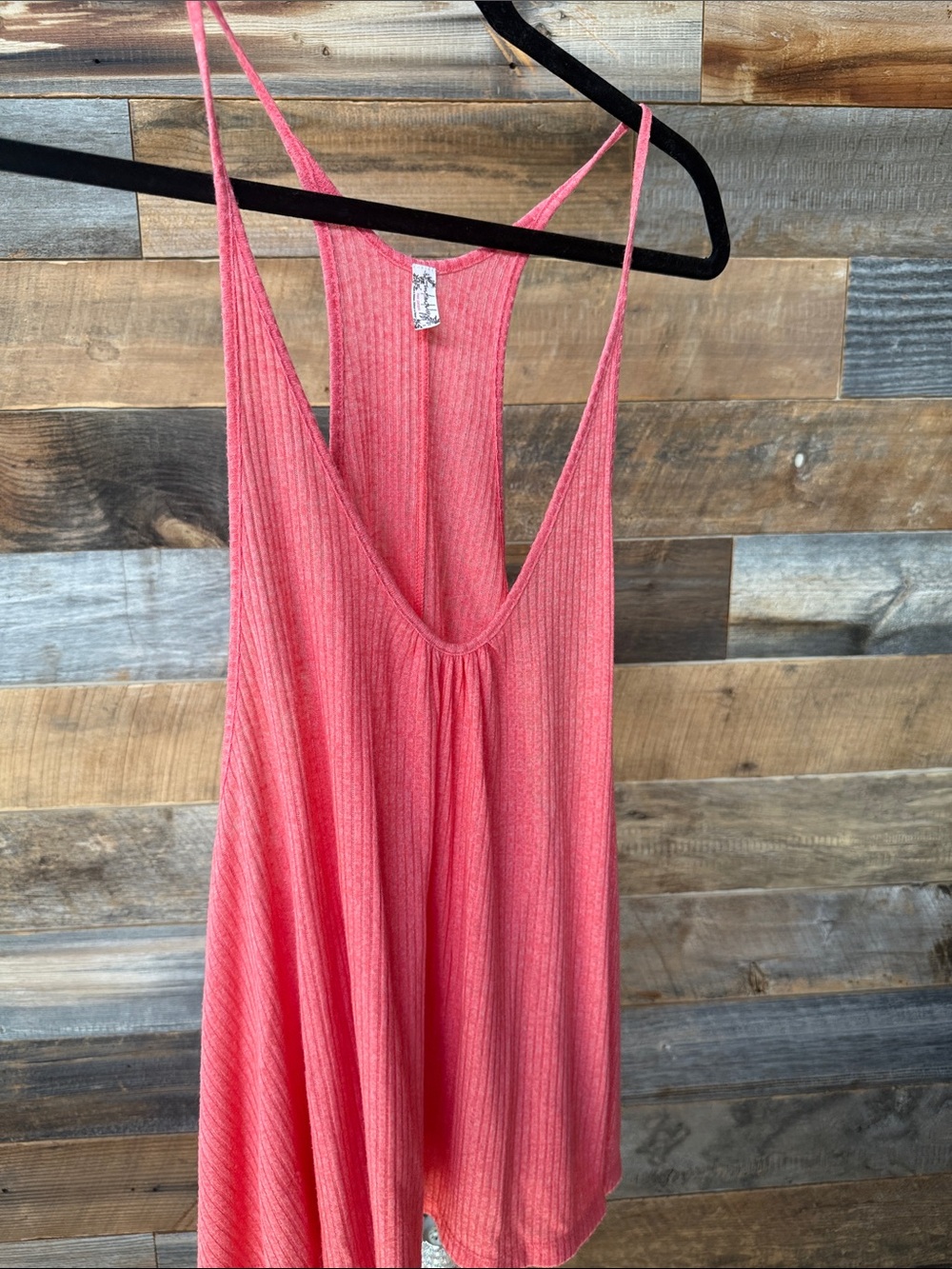 Free People Racerback Ribbed Coral Tank Top